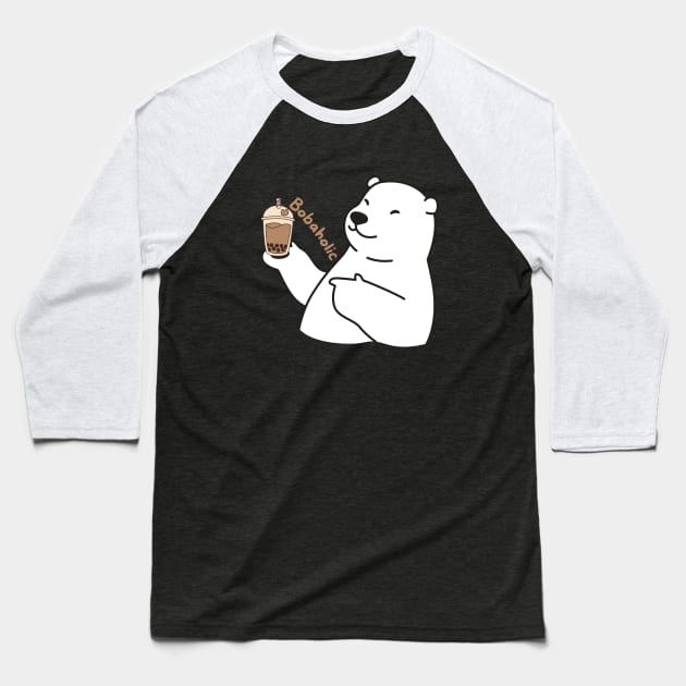 Polar bear loves boba Baseball T-Shirt by Artist usha